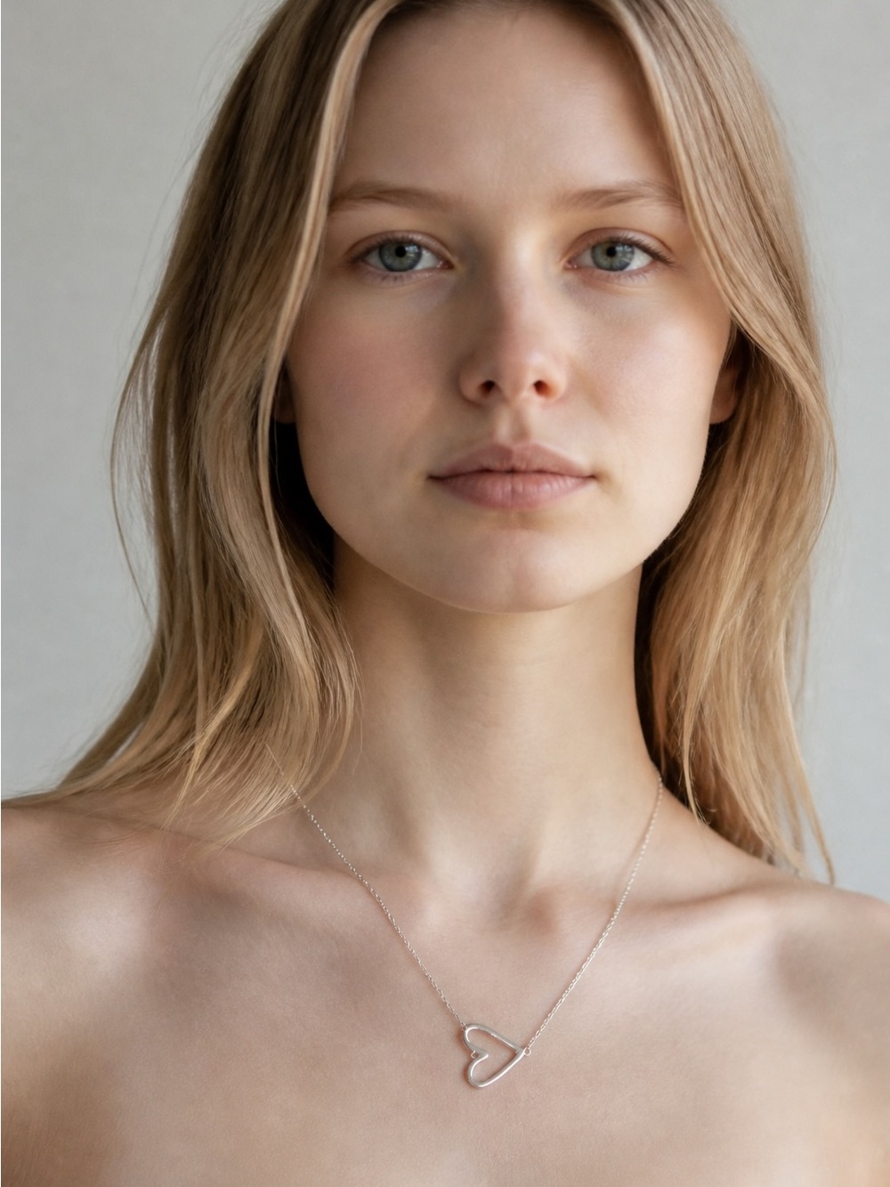 Open Heart Sterling Necklace - Silver